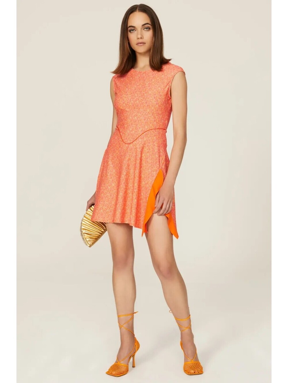 Esteban Cortazar Orange Print Mini Tennis Dress Size S